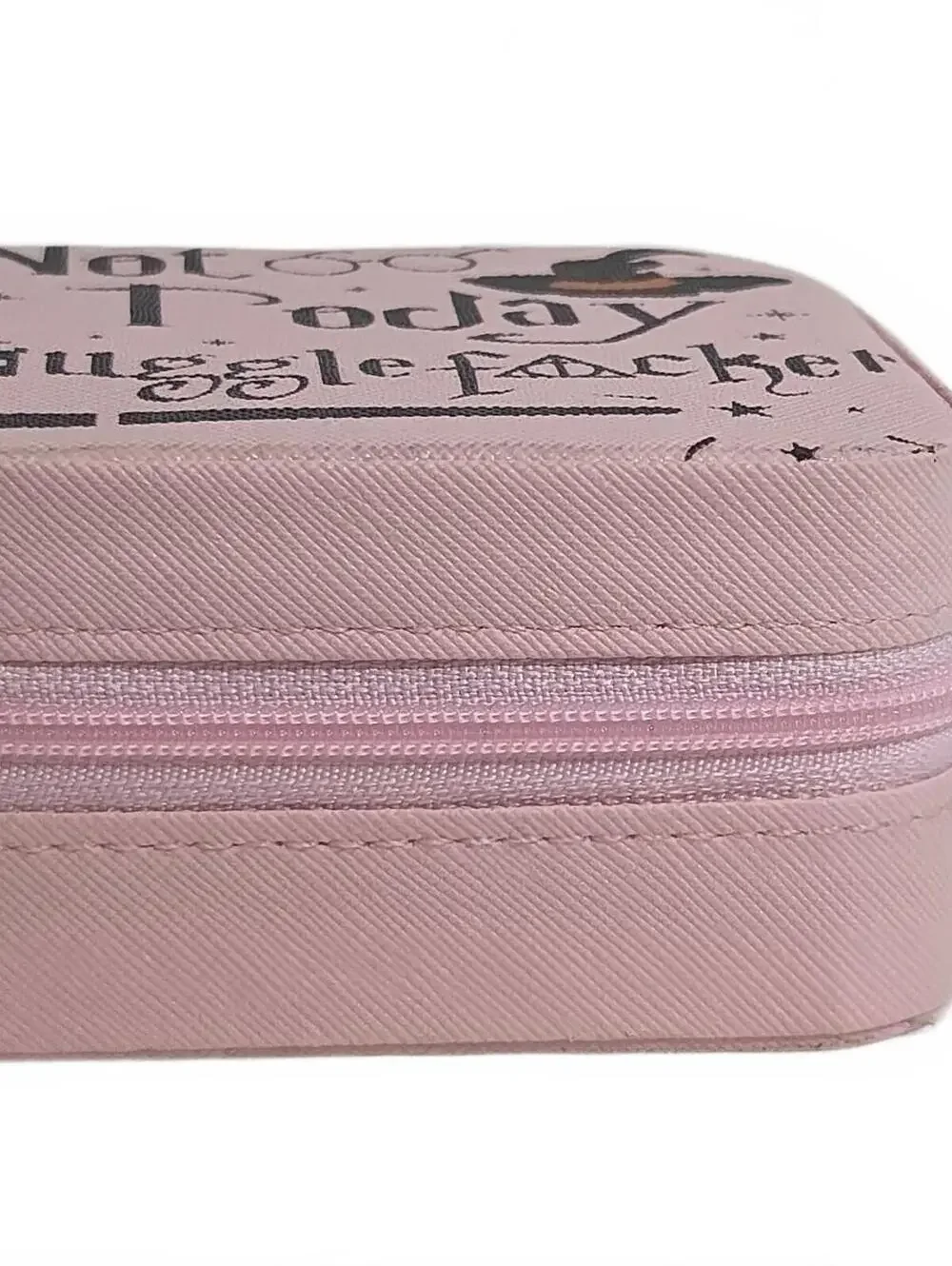 Pink Jewelry Organizer Case with 'Not Today Mugglefacker' Design